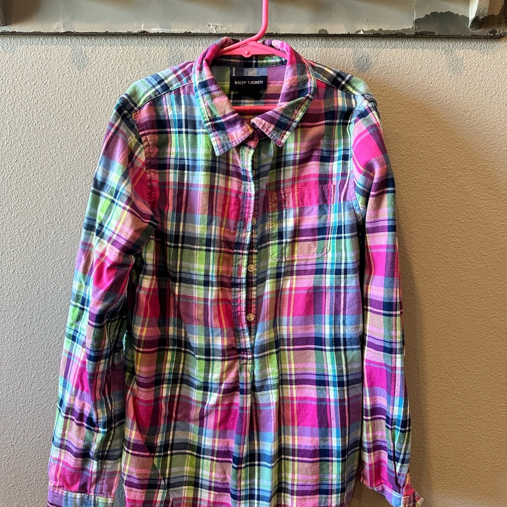 Ralph Lauren Kids Plaid Button Down Shirt - Pink, Blue, Green